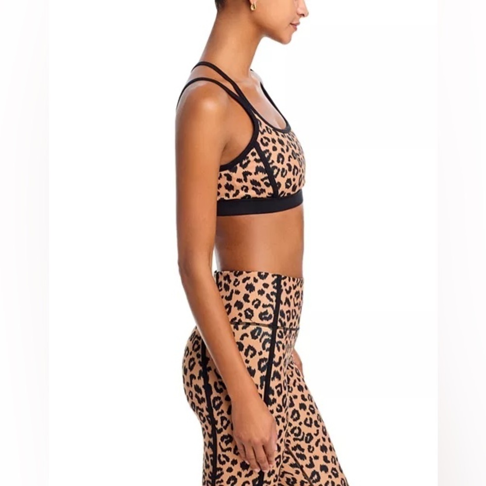 AQUA Printed Toned Out Double Strap Leopard Print Sports Bra - Exclusive NWT - Picture 4 of 10
